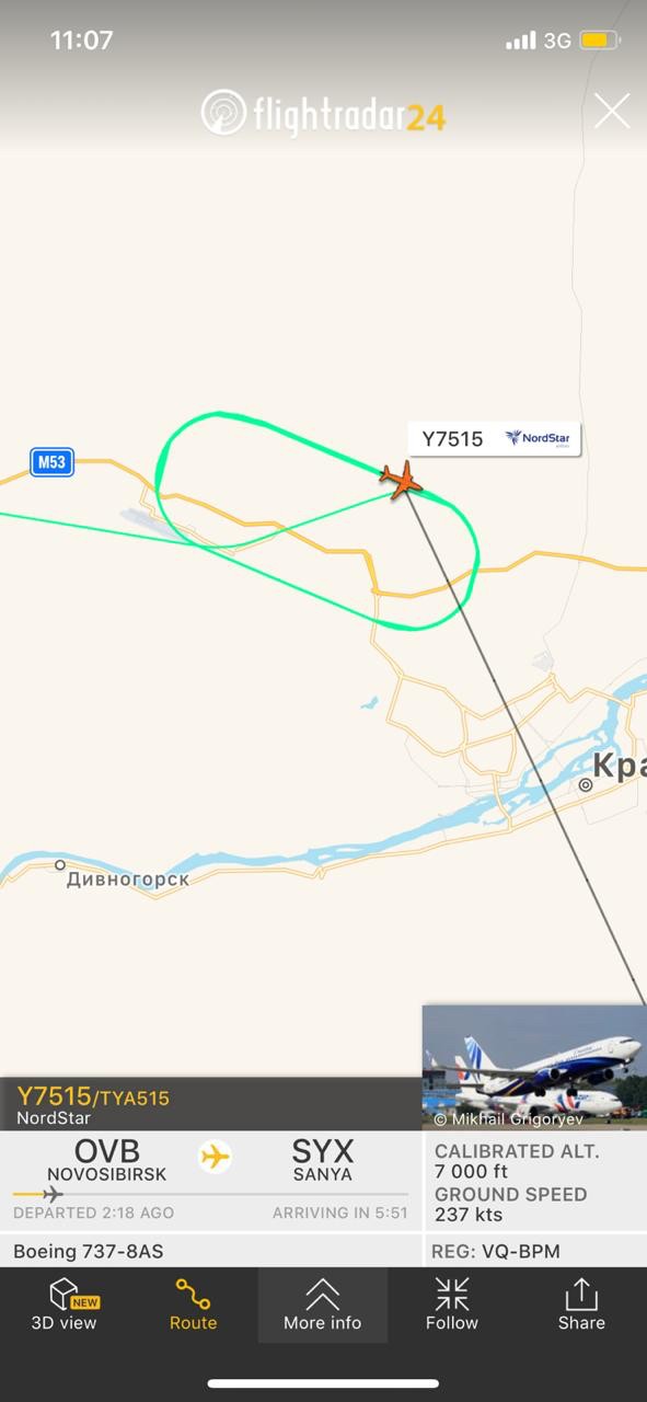 Над Красноярском кружит пассажирский «Боинг» со 166 пассажирами на борту