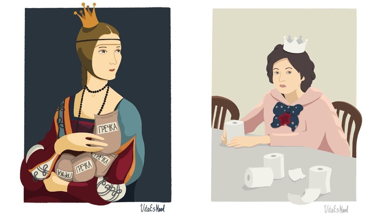 Слева на права: "Дама с горностаем", "Девочка с персиками"