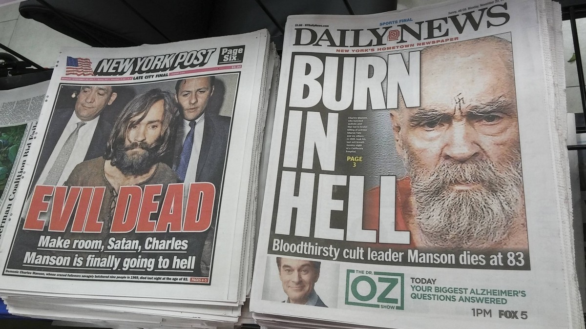 Заголовки американских газет после смерти Чарльза Мэнсона в 2017-м. 